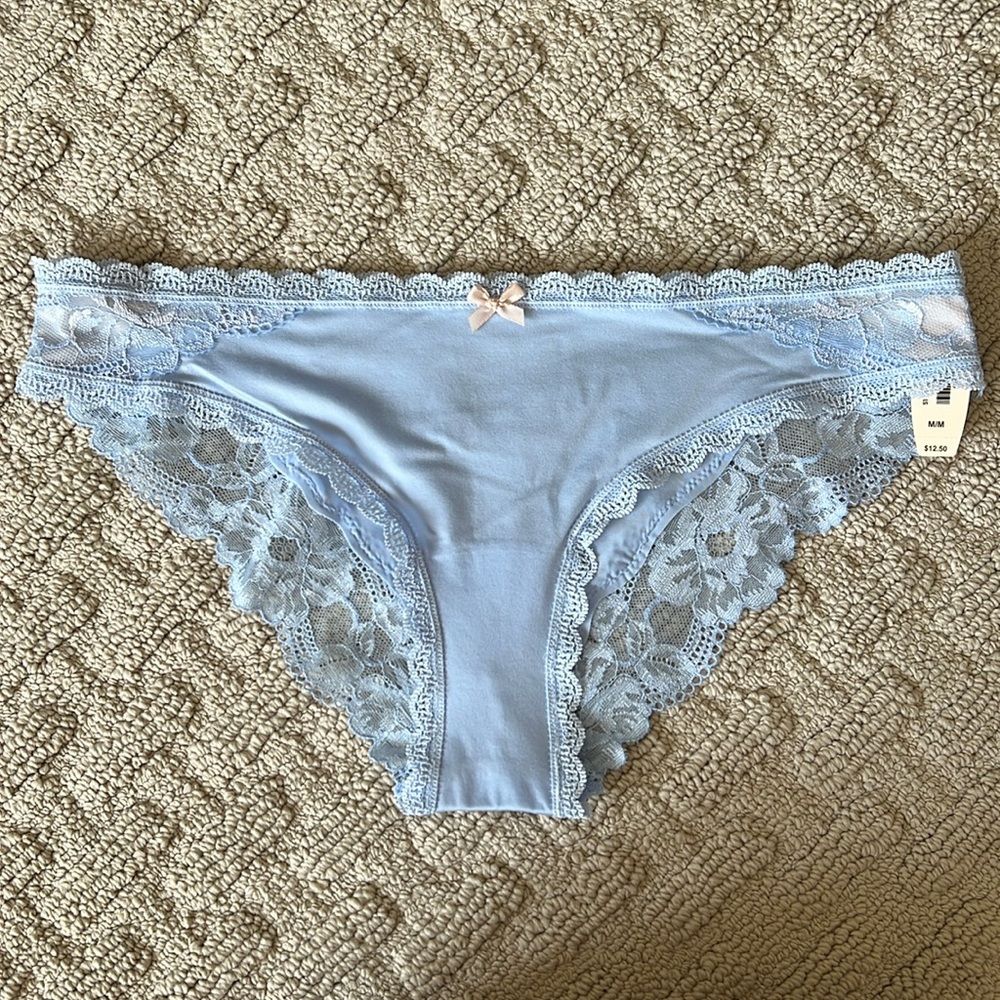 Victoria’s Secret cheekini panty. Color - light blue. Size - M. Delicate lace.